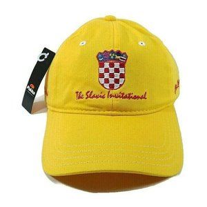 SLAVIC Invitation Golf Cap Yellow Beau Rivage Adjustable Strapback with Buckle